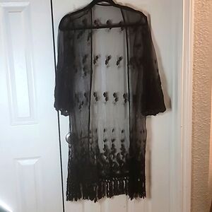 Sheer blk kimono